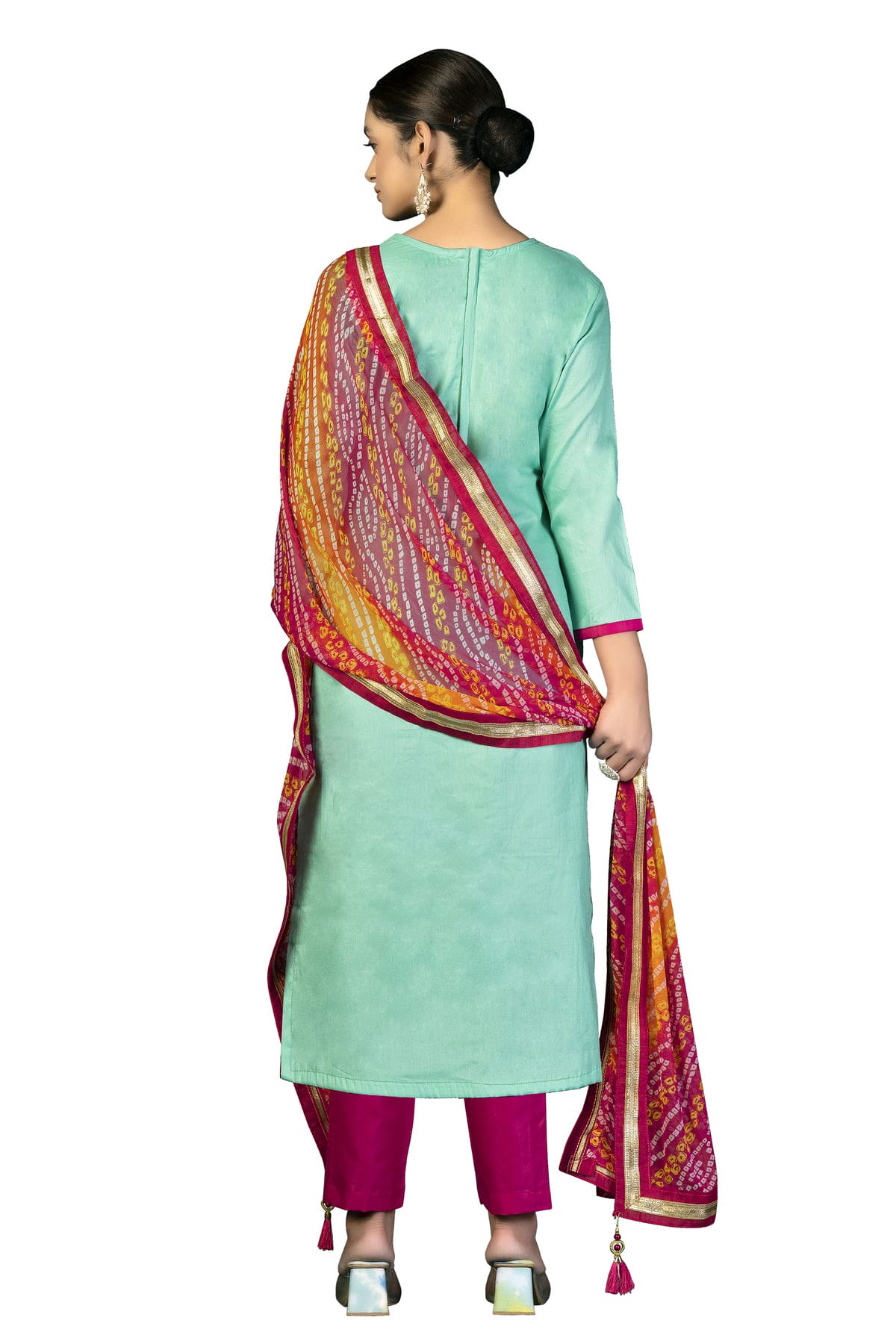 Sea Green Colour Unstitched Jam Cotton Fabric Straight Suit