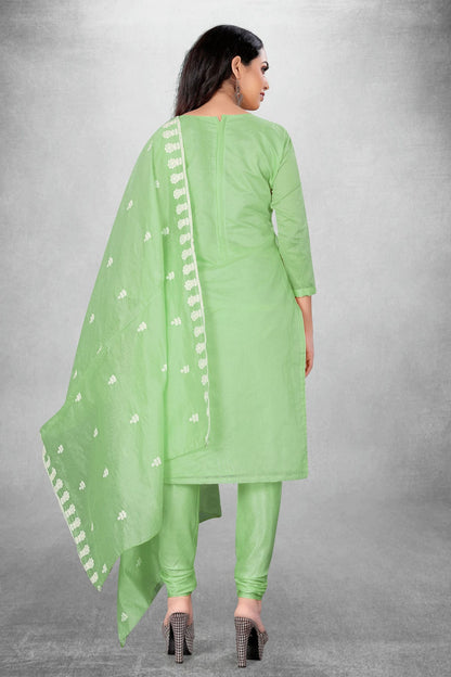 Sea Green Colour Unstitched Modal Chanderi Churidar Suit