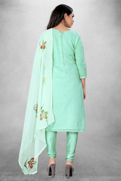 Sea Green Colour Unstitched Modal Cotton Churidar Suit