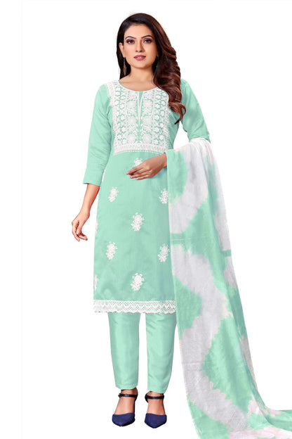 Sea Green Colour Unstitched Modal Cotton Straight Suit