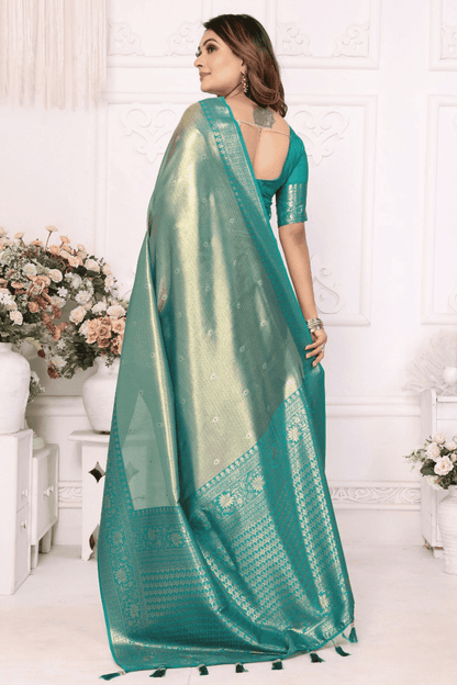 Sea Green Colour Woven Work Pure Banarasi Tissue Silk Traditional Saree VSSD1250252