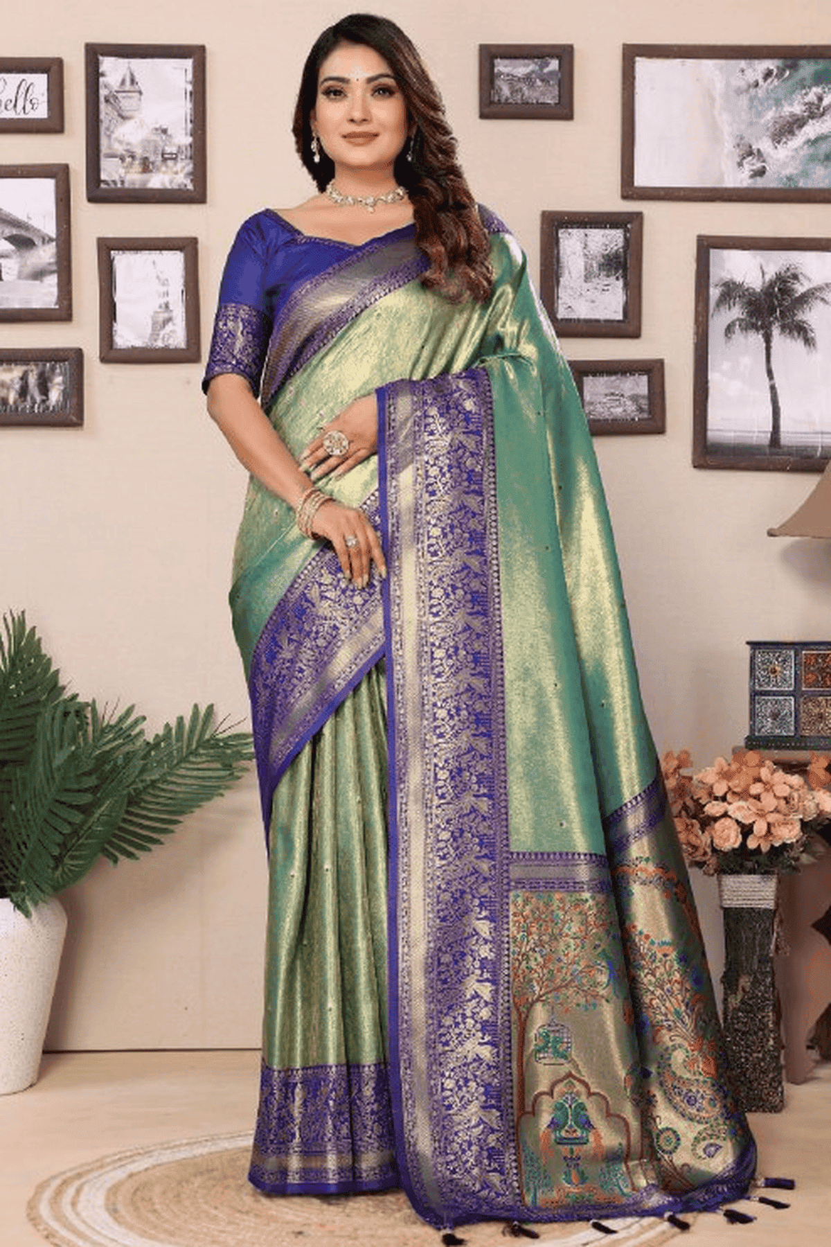 Sea-Green-Colour-Woven-Work-Pure-Banarasi-Tissue-Silk-Traditional-Saree-VSSD1250304