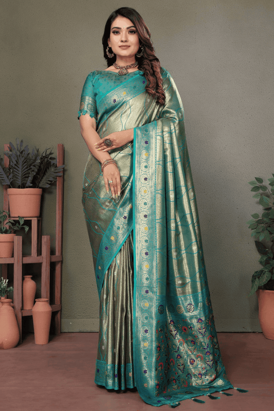 Sea-Green-Colour-Woven-Work-Pure-Banarasi-Tissue-Silk-Traditional-Saree-VSSD1250324