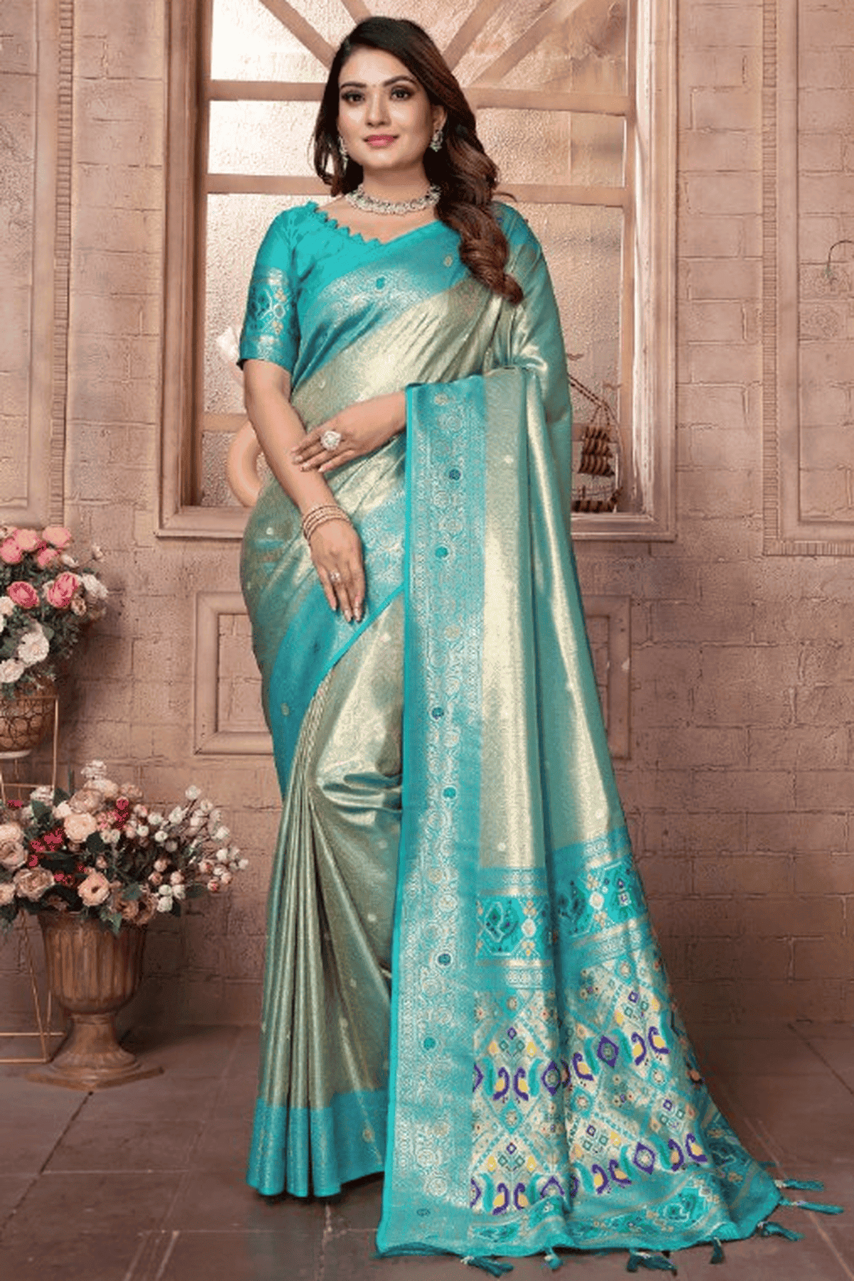 Sea-Green-Colour-Woven-Work-Pure-Banarasi-Tissue-Silk-Traditional-Saree-VSSD1250327