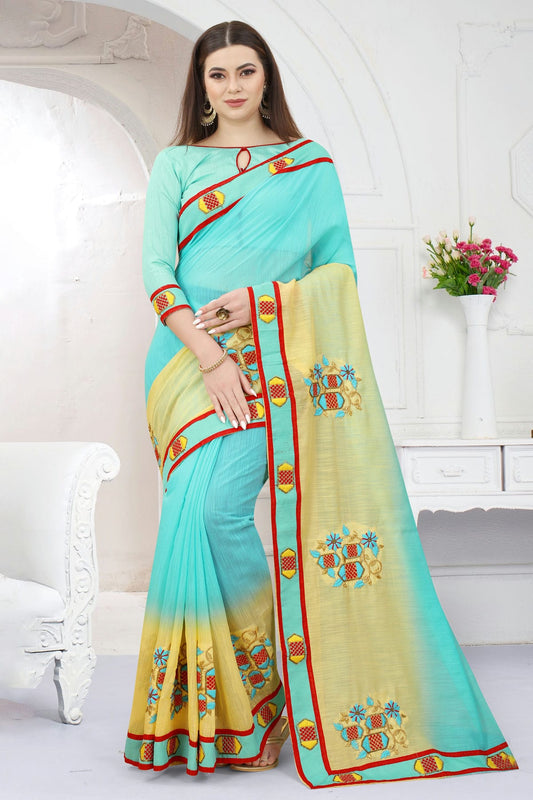 Sky Blue Colour Art Silk Designer Saree