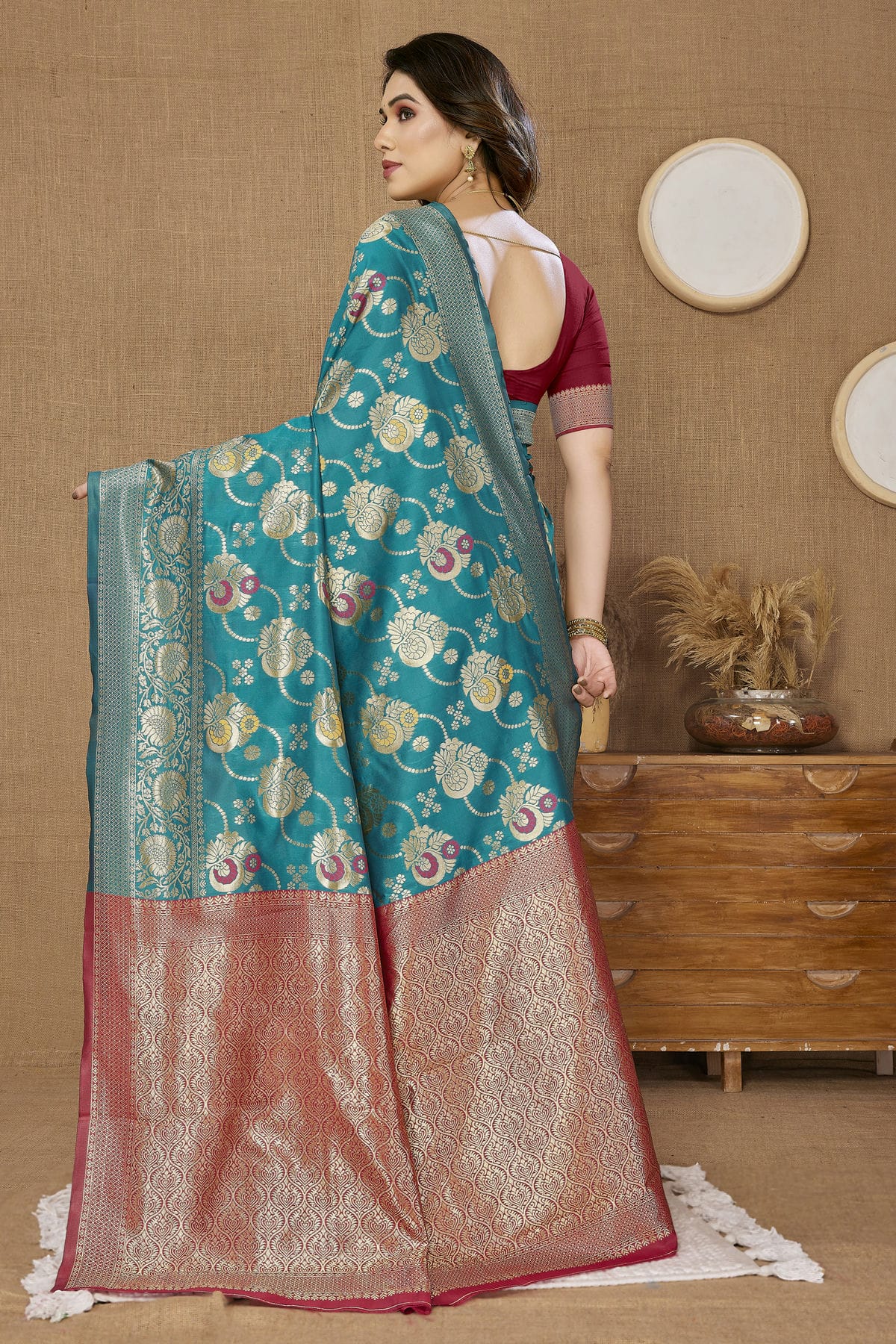 Sky Blue Colour Banarasi Silk Saree VSSD1110287