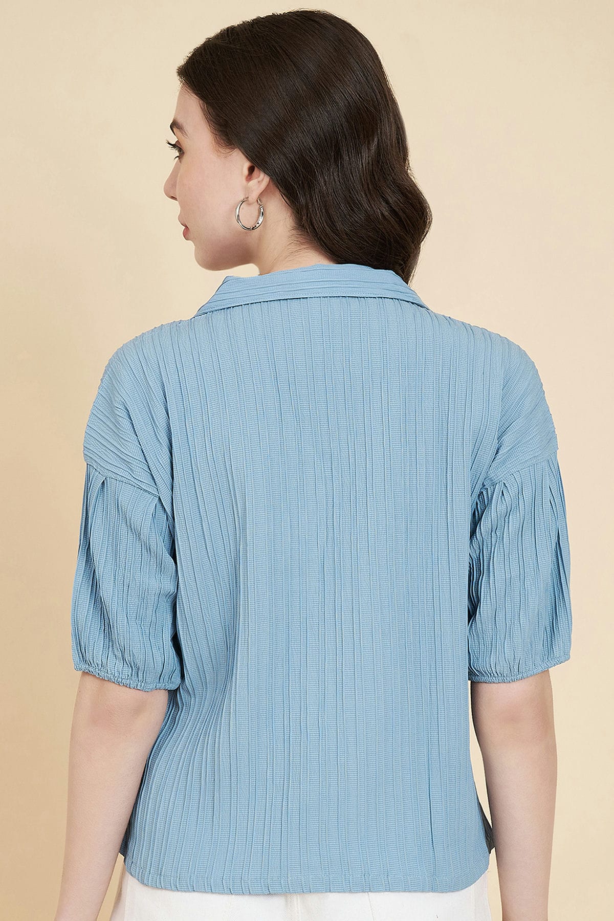 Sky Blue Colour Boxy Readymade Top