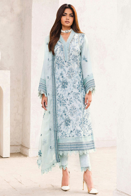 Sky Blue Colour Cotton Semi Stitched Pakistani Suit