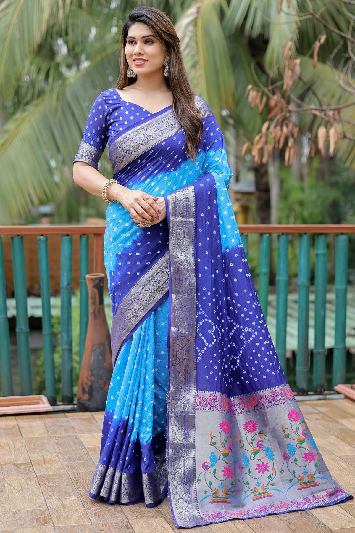 Sky Blue Colour Dola Silk Paithani Saree