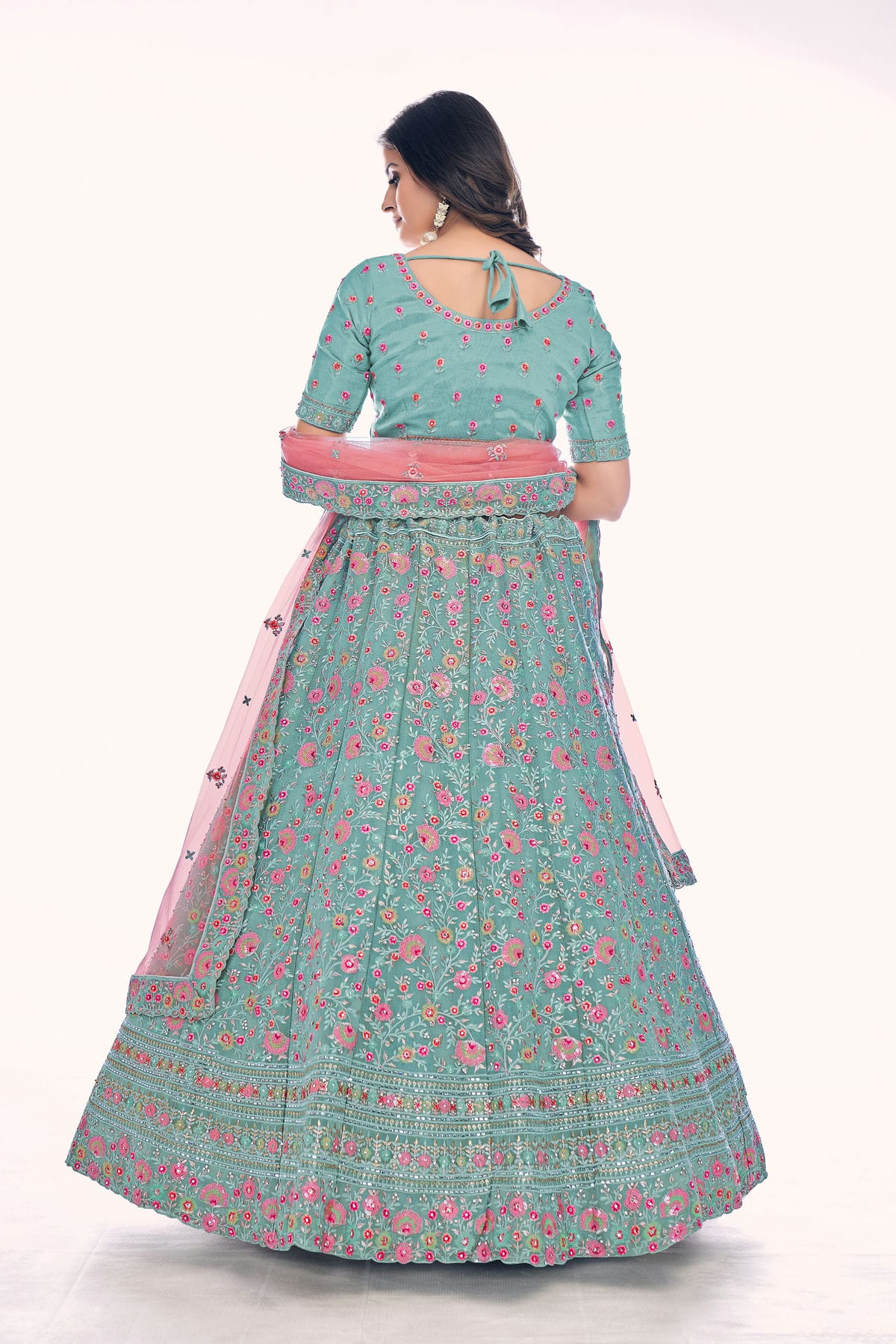 Sky Blue Colour Embroidery Gota Silk Lehenga Choli