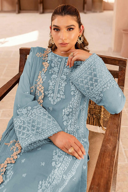 Sky Blue Colour Faux Georgette Semi Stitched Pakistani Suit VSSM1140474