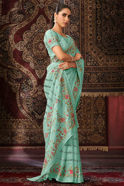 Sky Blue Colour Georgette Designer Saree VSSD1080882