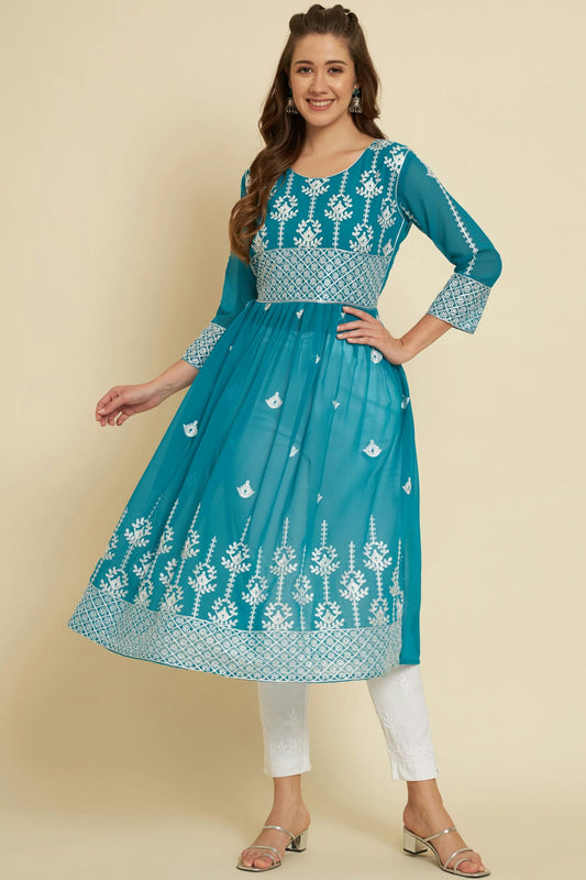 Sky Blue Colour Georgette Kurti