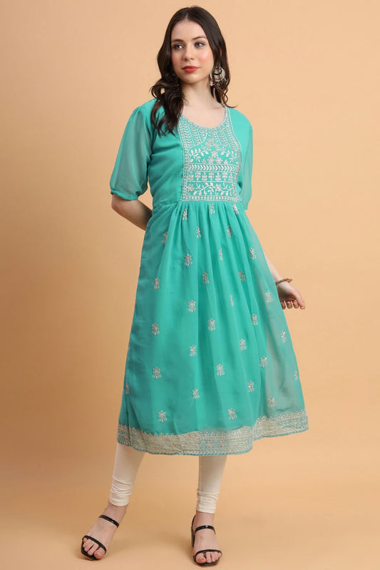 Sky Blue Colour Georgette Kurti