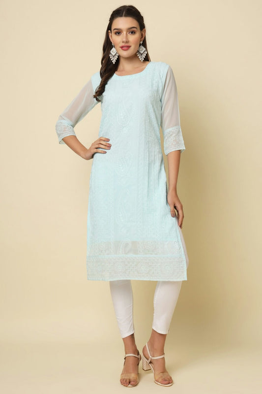 Sky Blue Colour Georgette Kurti