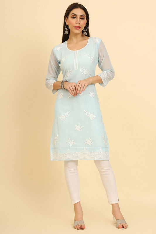 Sky Blue Colour Georgette Kurti