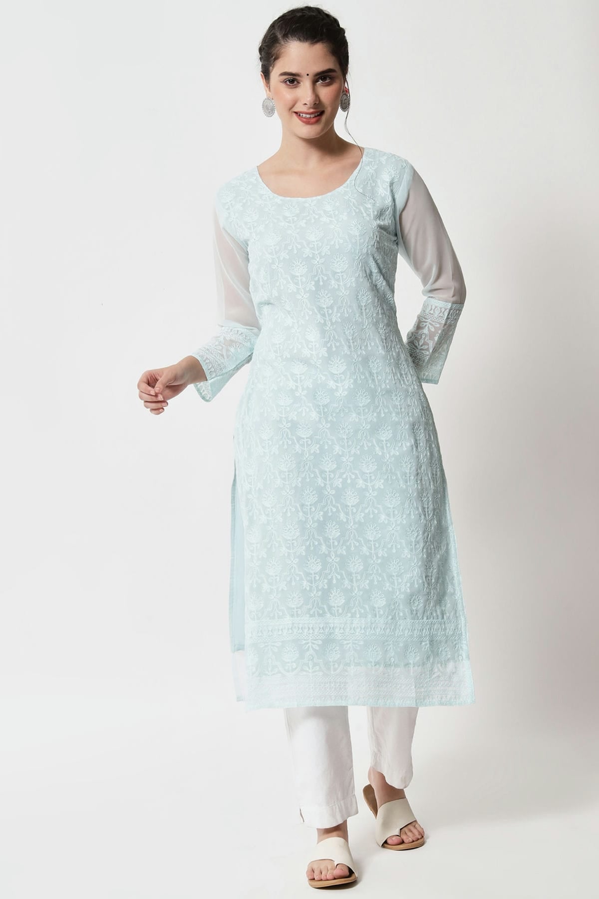 Sky Blue Colour Georgette Kurti