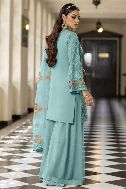 Sky Blue Colour Georgette Semi Stitched Pakistani Suit