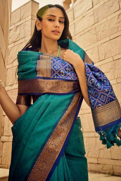 Sky Blue Colour Handloom Silk Saree