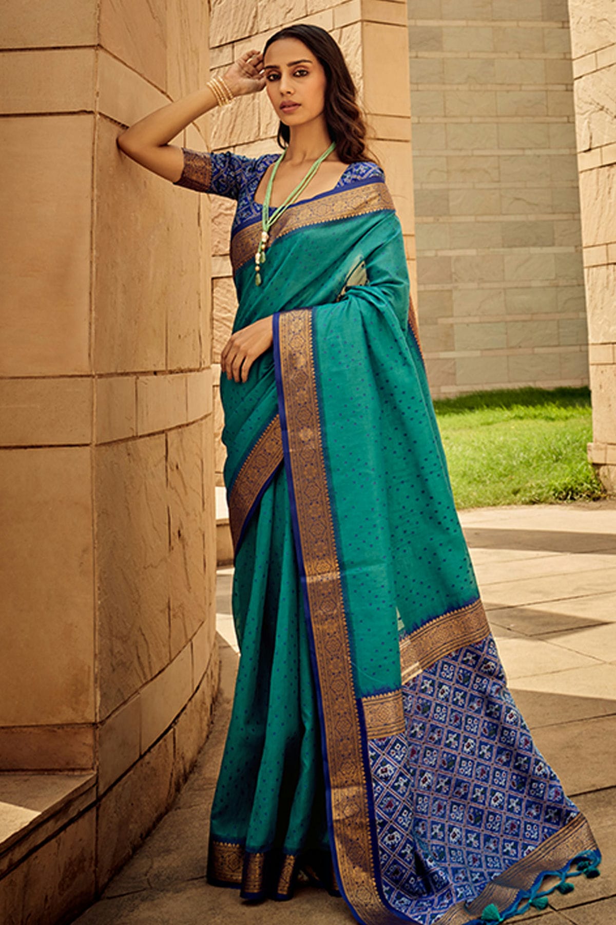 Sky Blue Colour Handloom Silk Saree