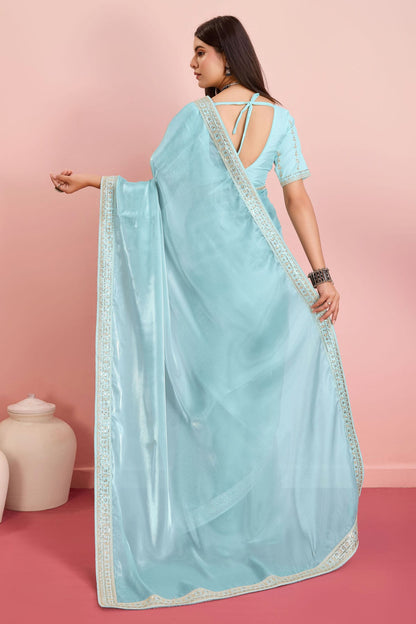 Sky Blue Colour Jimmy Choo Saree