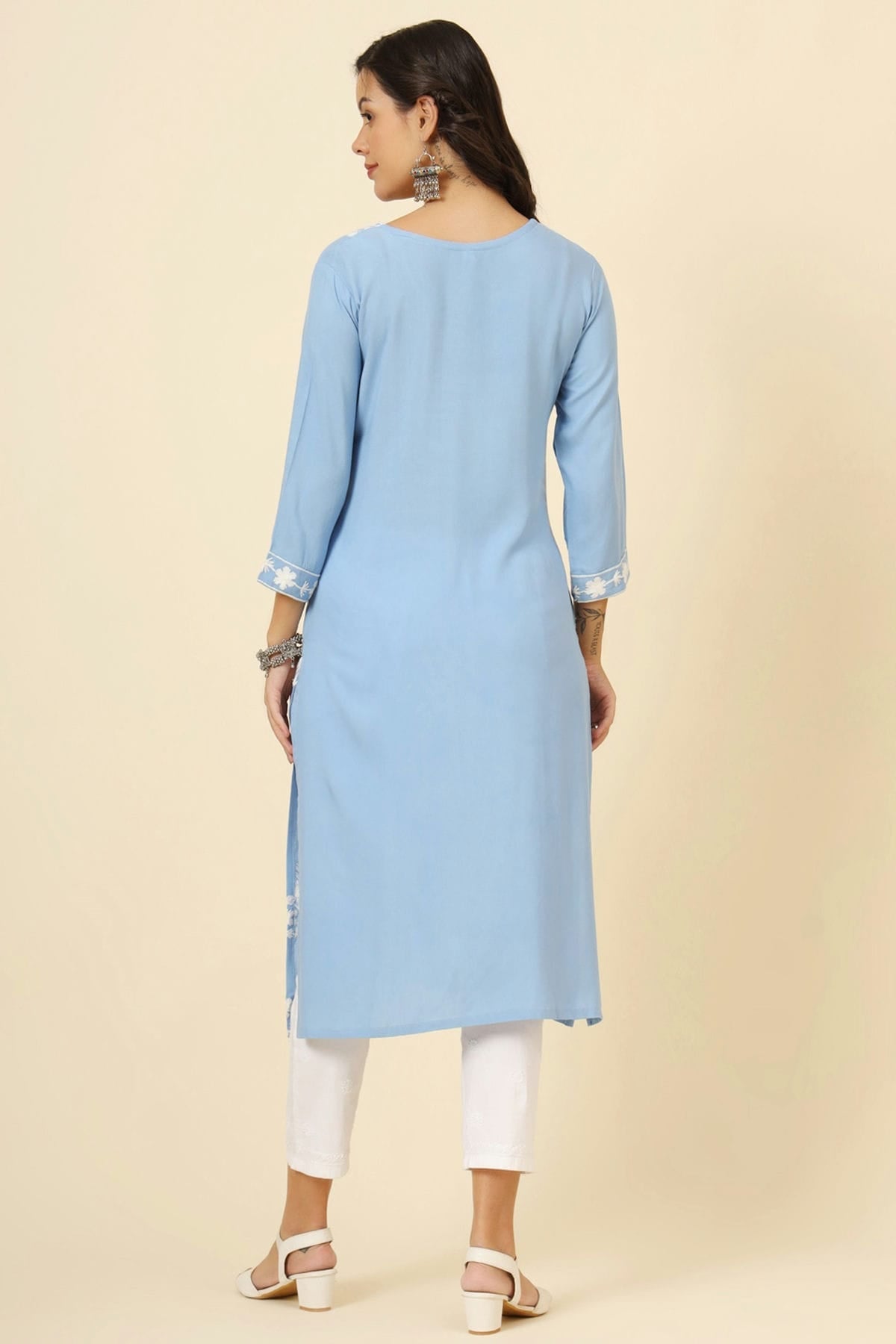 Sky Blue Colour Liva Rayon Kurti VSKR1111255