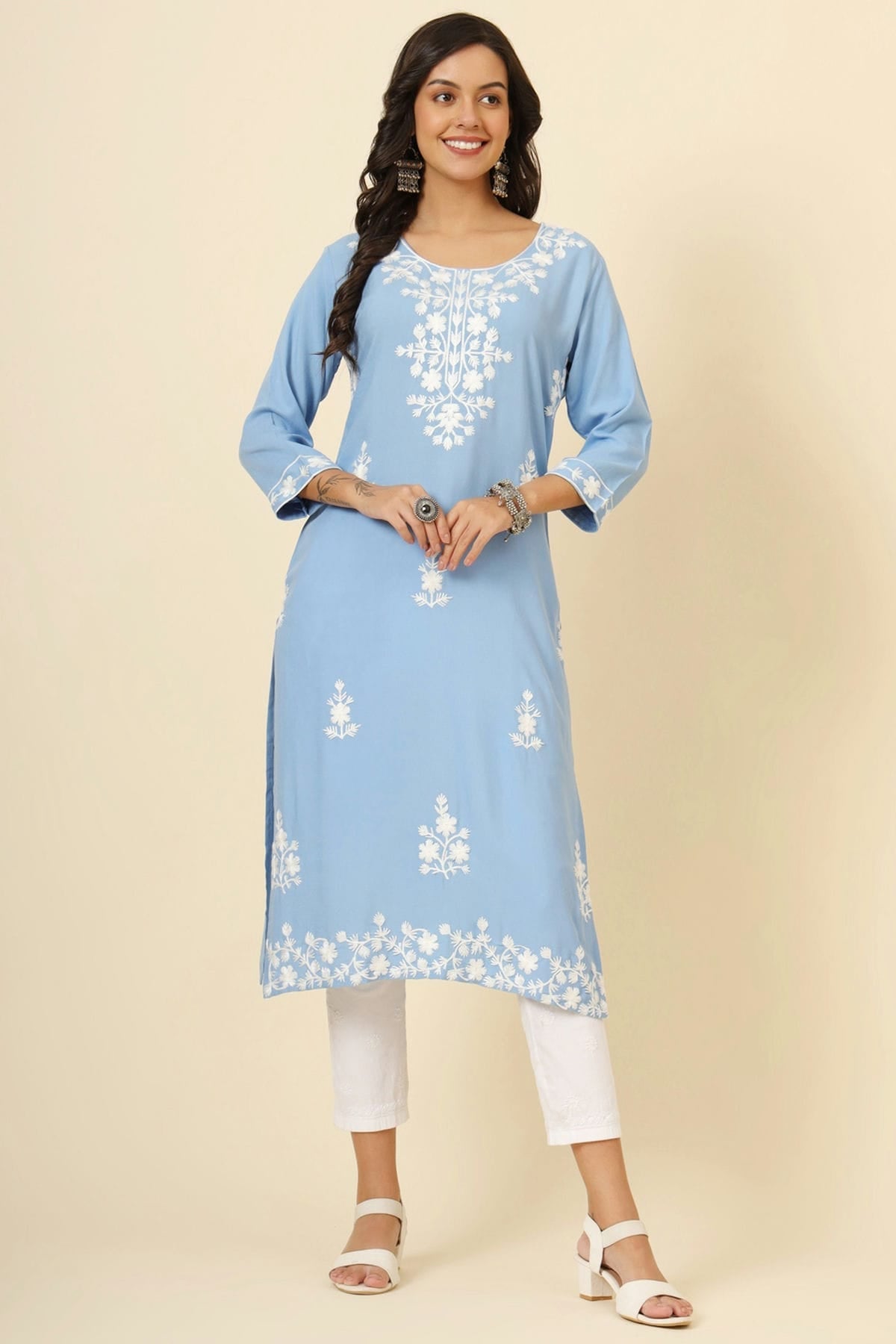 Sky Blue Colour Liva Rayon Kurti