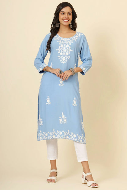 Sky Blue Colour Liva Rayon Kurti