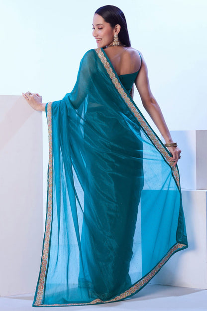 Sky Blue Colour Net Designer Saree VSSD1112621