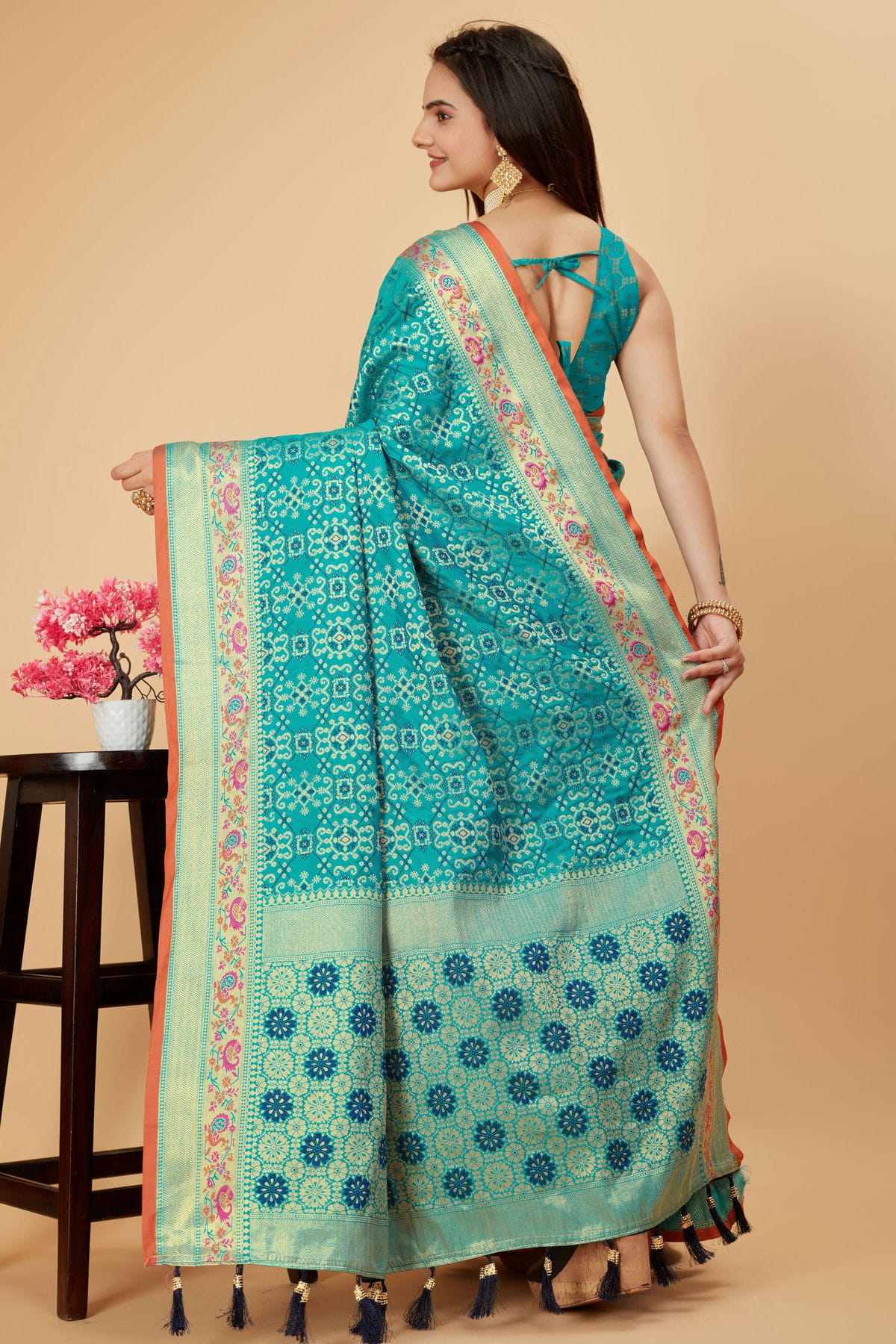 Sky Blue Colour Patola Silk Saree