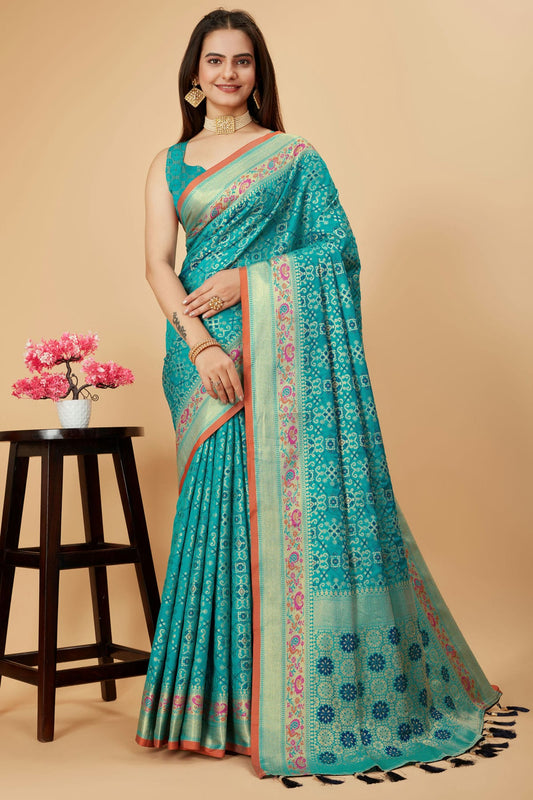 Sky Blue Colour Patola Silk Saree