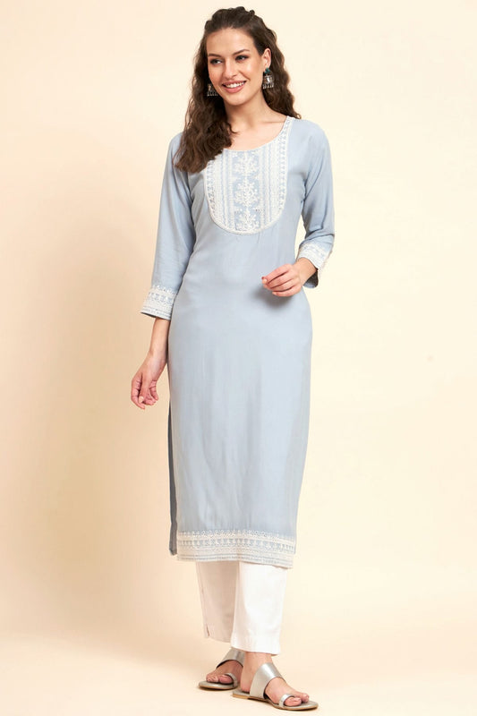 Sky Blue Colour Rayon Kurti