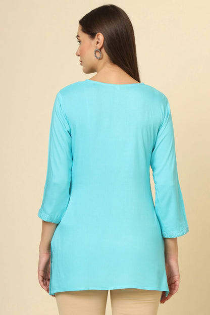 Sky Blue Colour Rayon Readymade Top