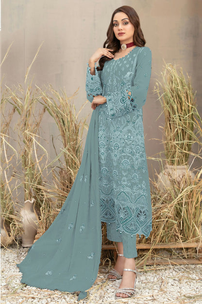 Sky Blue Colour Semi Stitched Georgette Pakistani Suit VSSM1140662