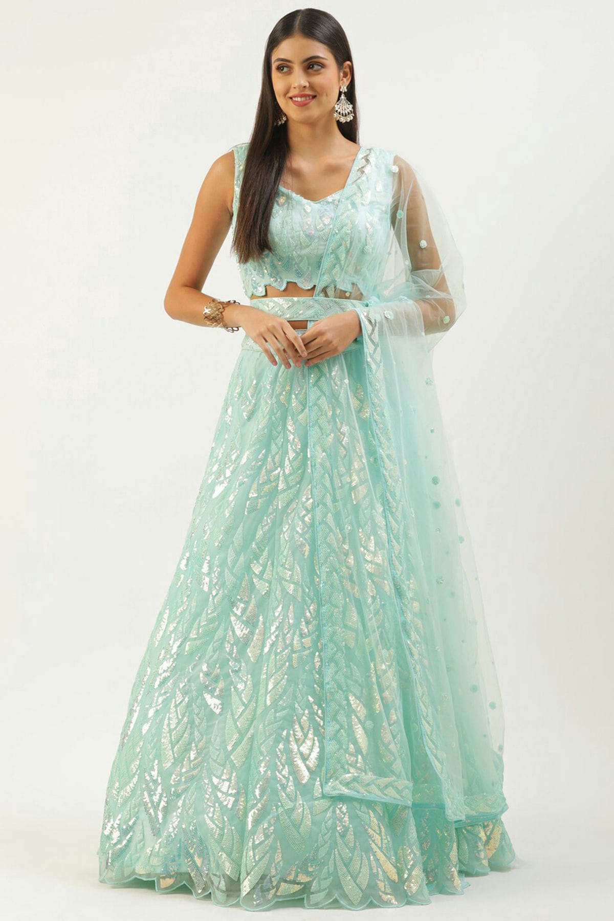 Sky Blue Colour Soft Net Lehenga Choli