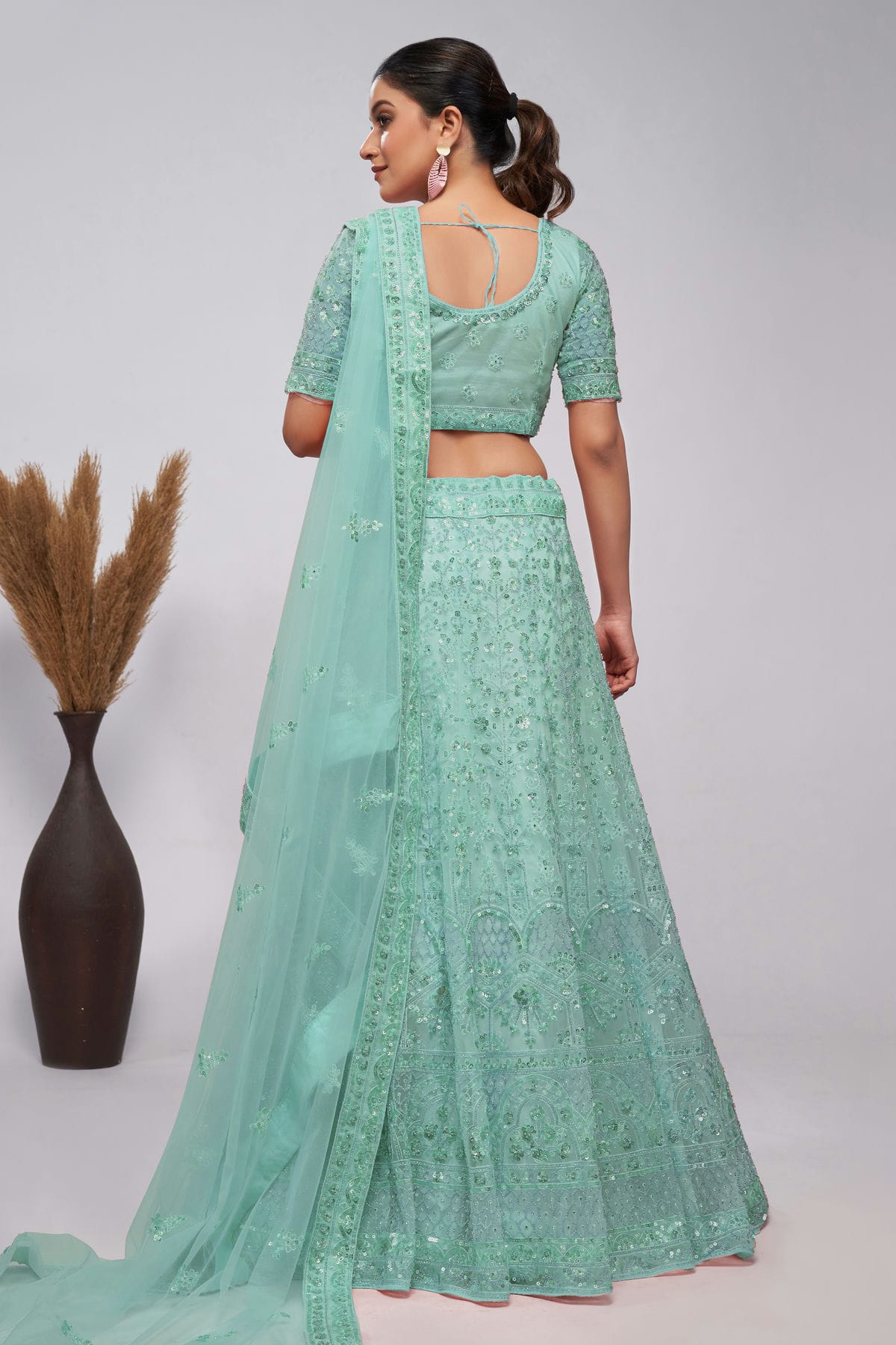 Sky Blue Colour Soft Net Lehenga Choli