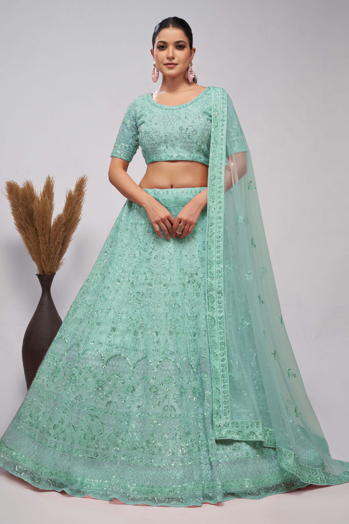 Sky Blue Colour Soft Net Lehenga Choli