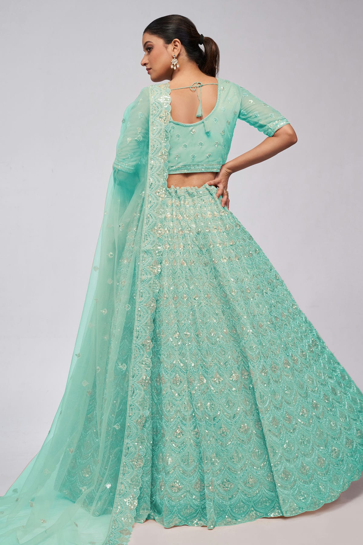 Sky Blue Colour Soft Net Lehenga Choli