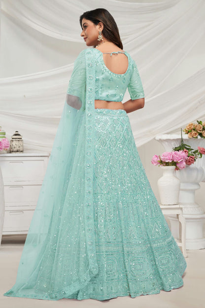 Sky Blue Colour Soft Net Lehenga Choli