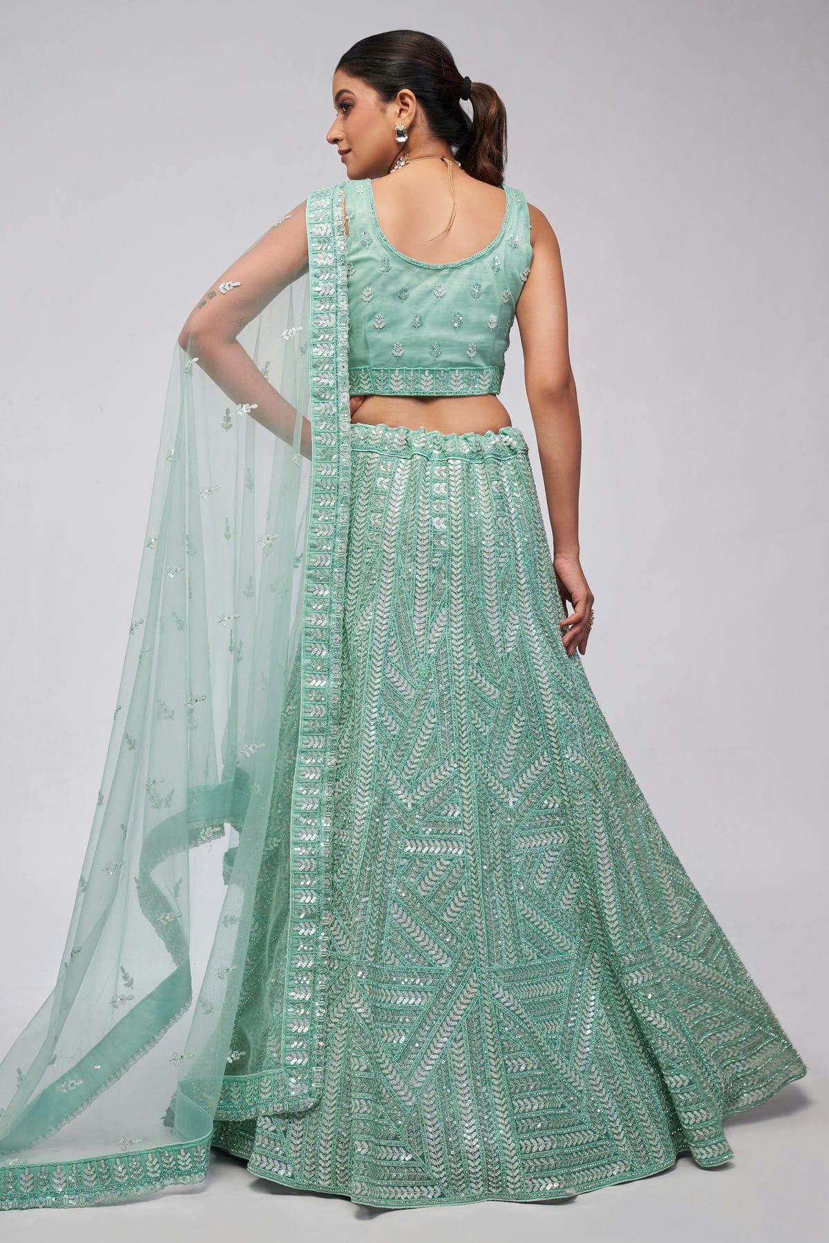 Sky Blue Colour Soft Net Lehenga Choli