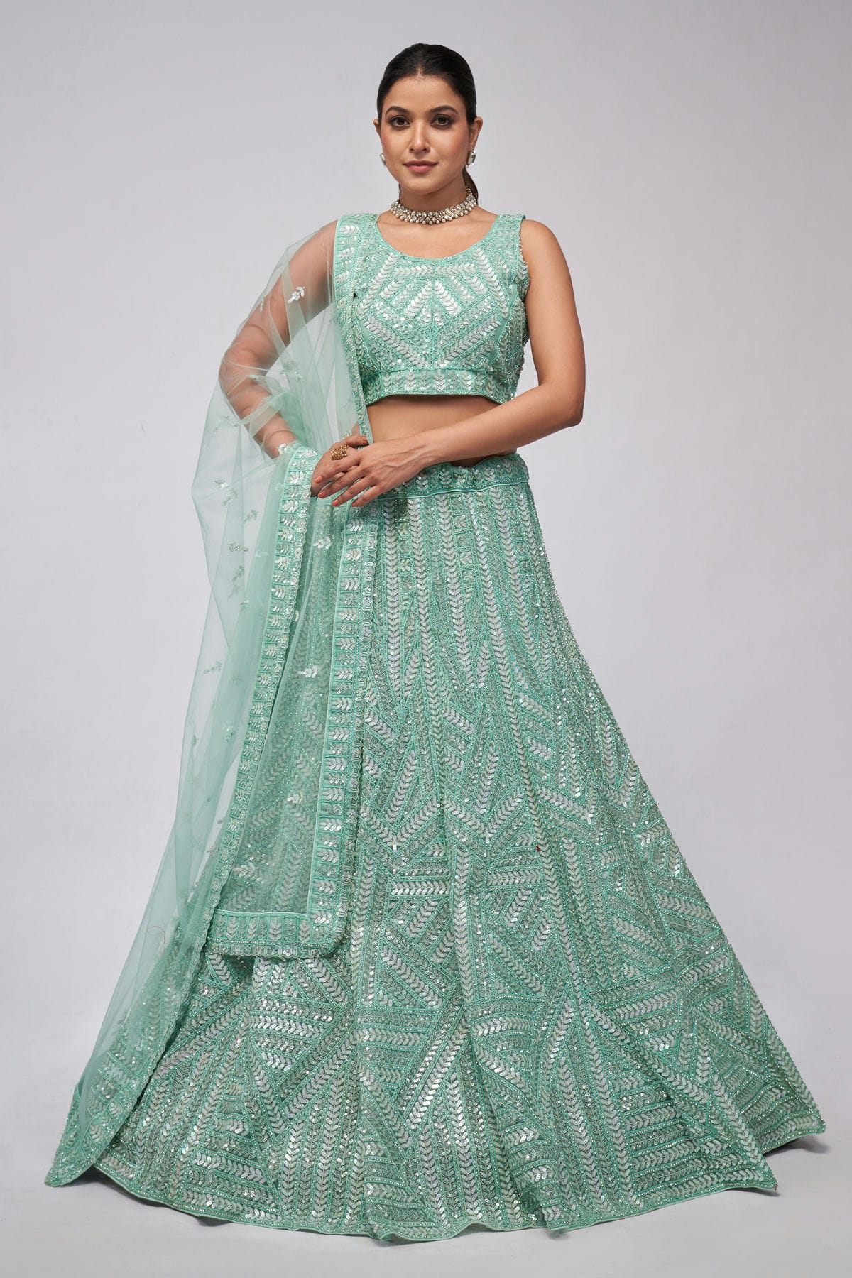 Sky Blue Colour Soft Net Lehenga Choli