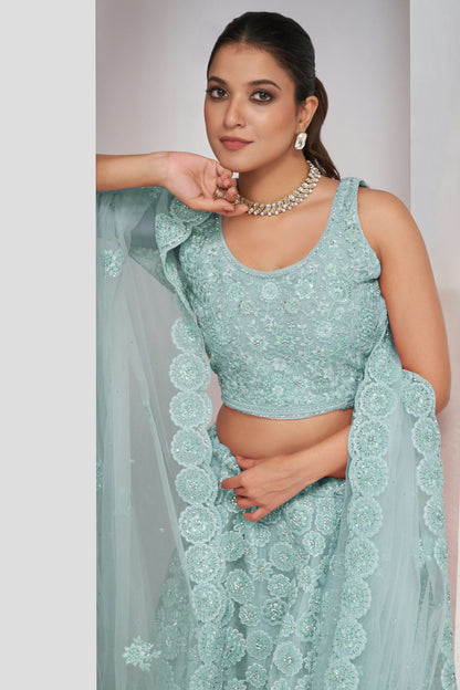 Sky Blue Colour Soft Net Lehenga Choli