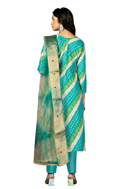 Sky Blue Colour Unstitched Jam Cotton Fabric Straight Suit