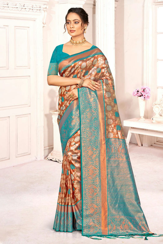 Sky Blue Colour Woven Work Kanjivaram Silk Saree