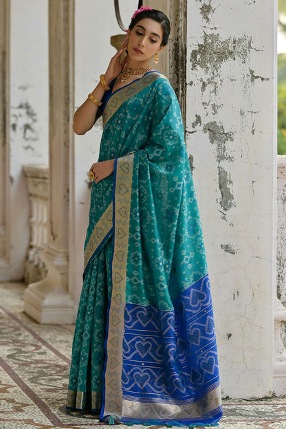 Sky Blue Colour Woven Work Raw Silk Saree VSSD1260035