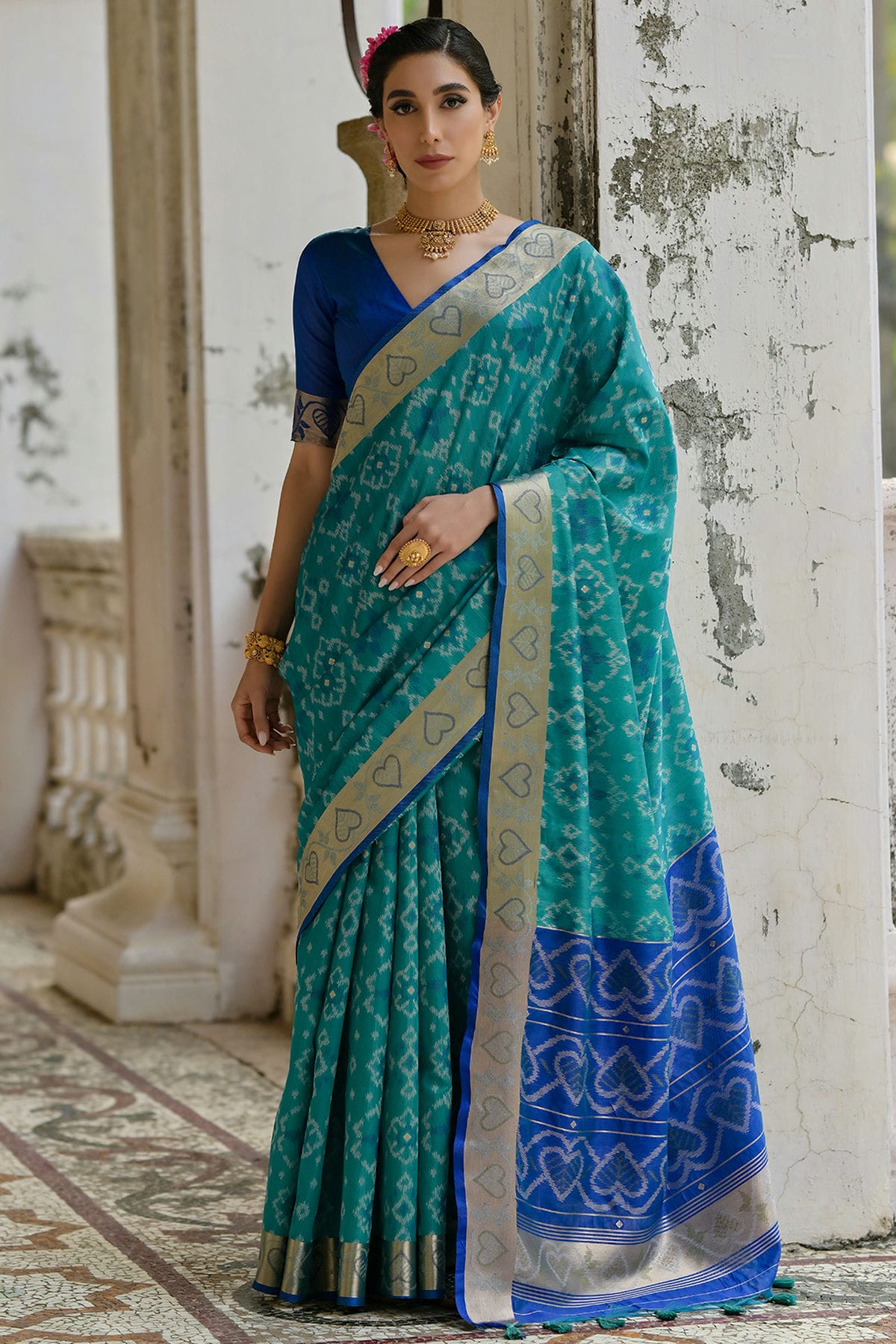 Sky-Blue-Colour-Woven-Work-Raw-Silk-Saree-VSSD1260035