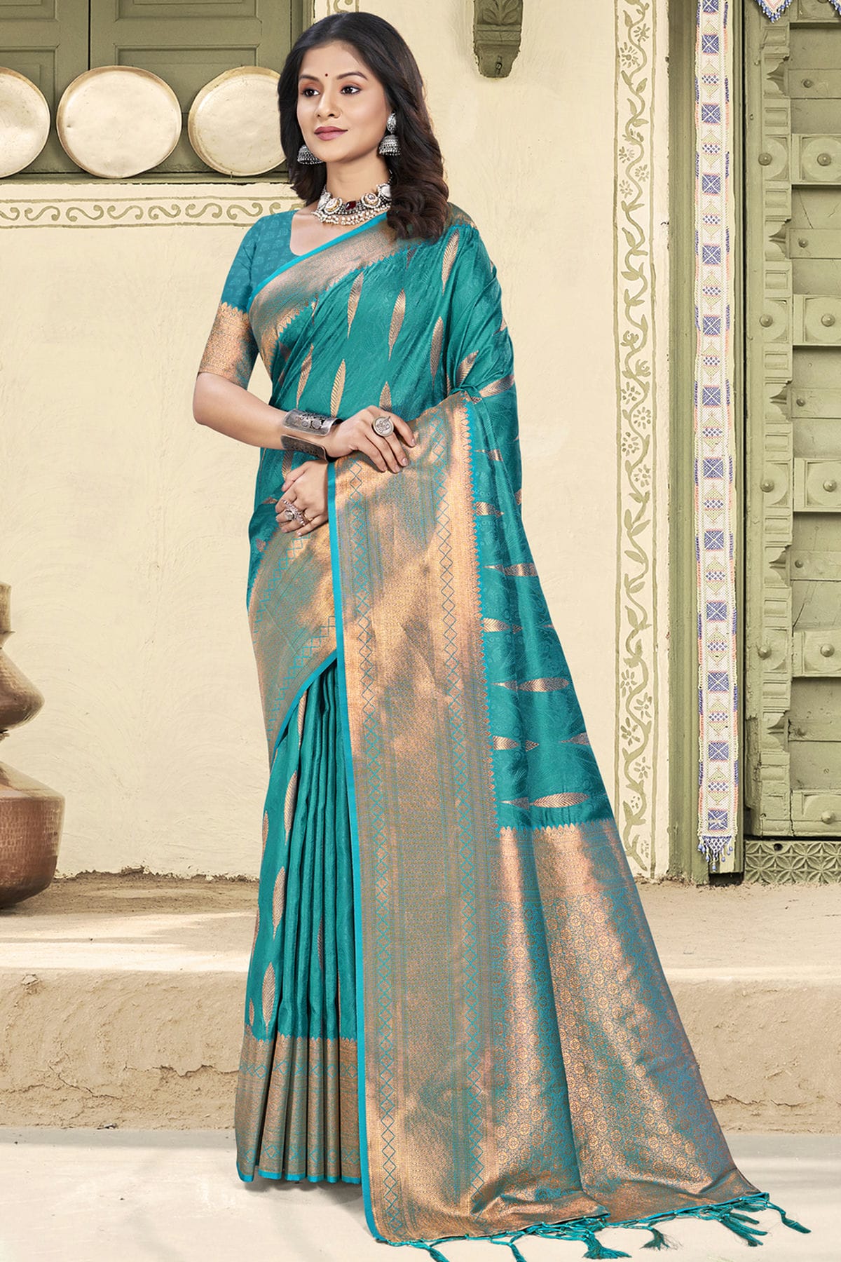 Sky-Blue-Colour-Woven-Work-Silk-Traditional-Saree-VSSD1103358