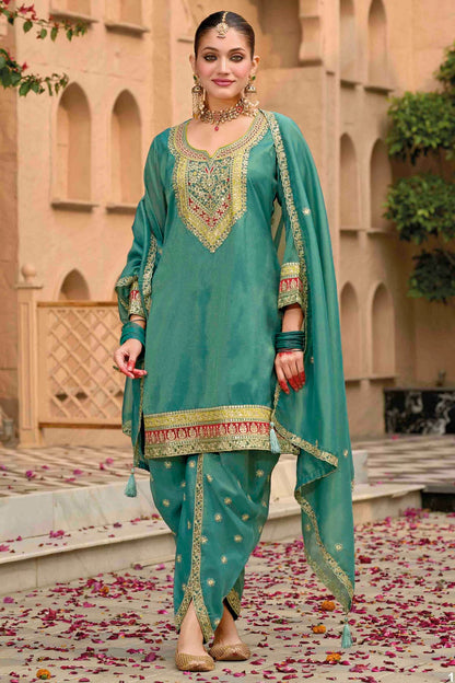 Slate Blue Colour Georgette Stitched Patiala Suit VSSS1140764