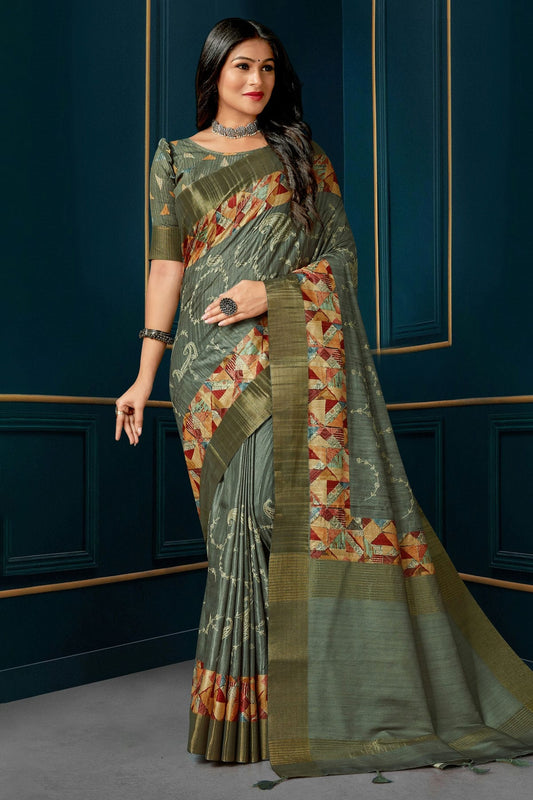 Slate Blue Colour Kotha Silk Traditional Saree