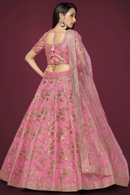 Slub Silk Embroidery A Line Lehenga Choli